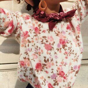 Sezane Pink Floral Jumper